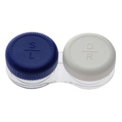 Blue and white contact lens storage case